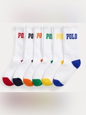 Polo Ralph Lauren Logo Athletic Crew Sock 6-Pack